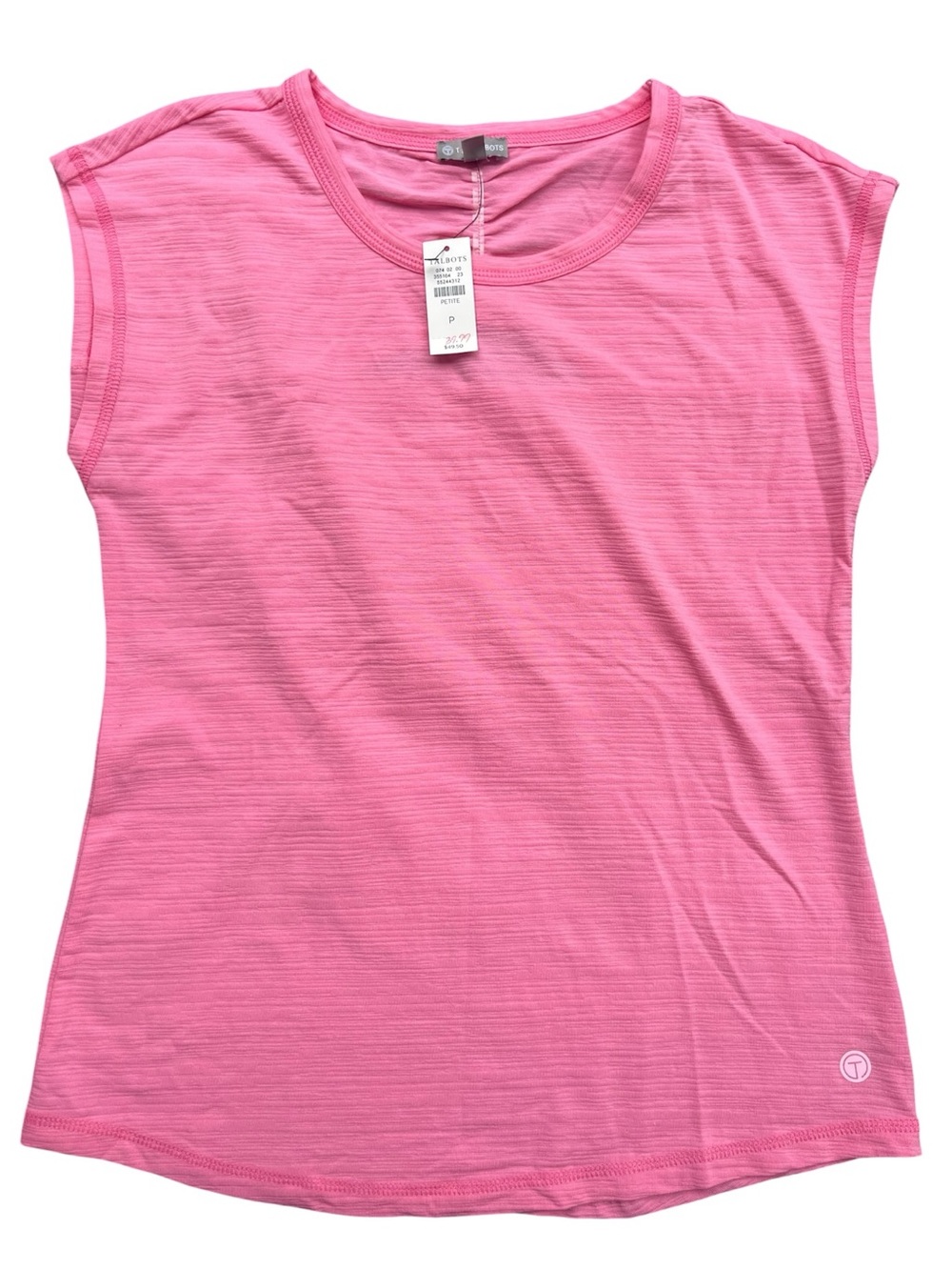 T BY TALBOTS Pink Soft Ruched Keyhole Back Tee Petite P NWT